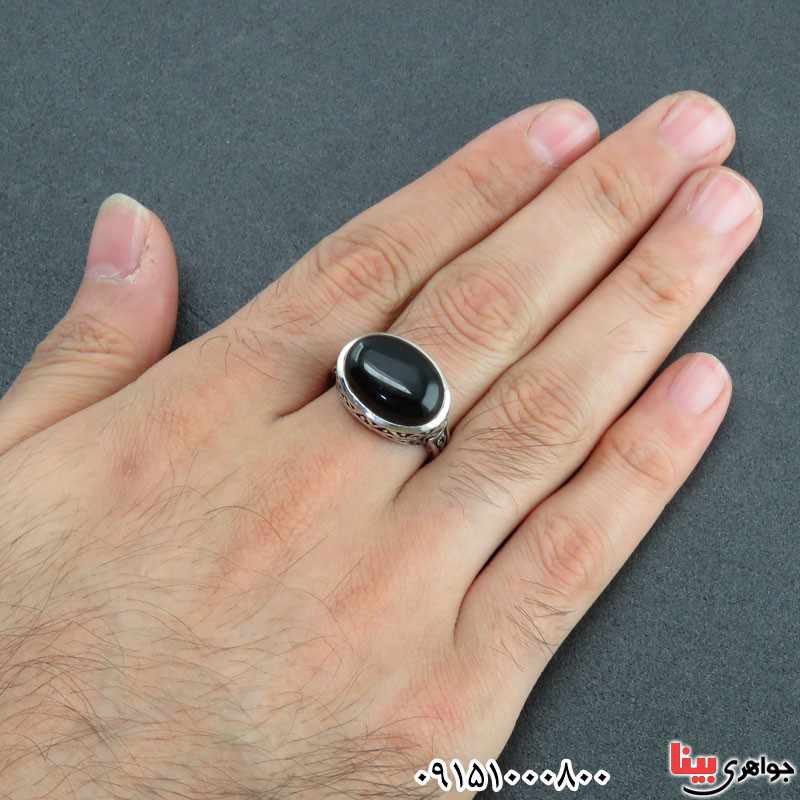 انگشتر عقیق سیاه (اونیکس) خاص و زیبای مردانه _کد:31000