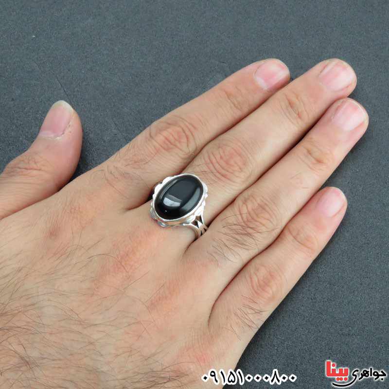 انگشتر عقیق سیاه (اونیکس) مردانه خاص و شیک _کد:31004