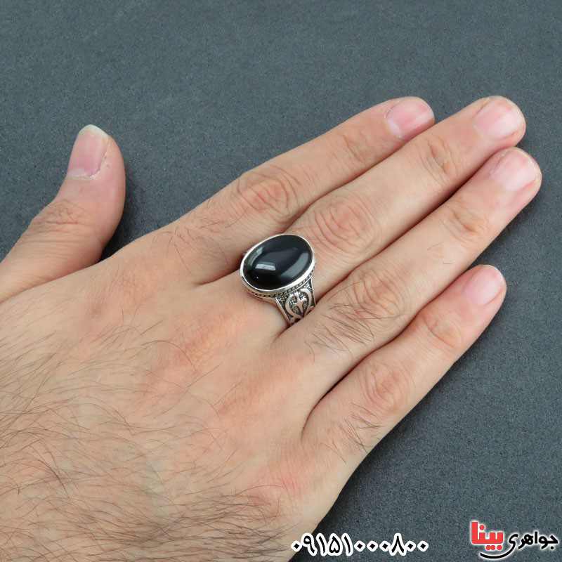 انگشتر عقیق سیاه (اونیکس) مردانه زیبا _کد:31006