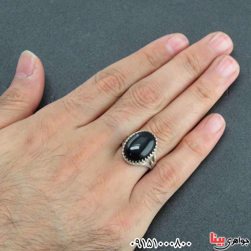 انگشتر عقیق سیاه (اونیکس) زیبای مردانه _کد:31007