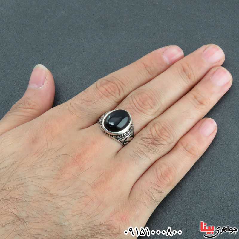 انگشتر عقیق سیاه (اونیکس) مردانه خاص و زیبا _کد:31016