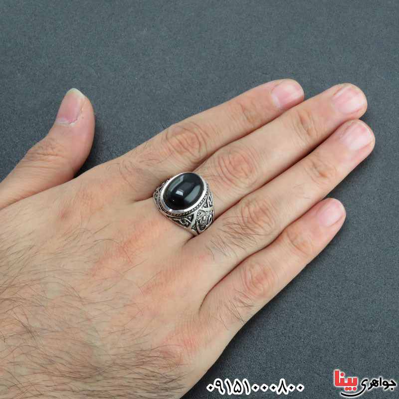 انگشتر عقیق سیاه (اونیکس) زیبا و خاص _کد:31017