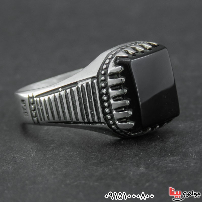 انگشتر عقیق سیاه (اونیکس) مردانه زیبا _کد:31018