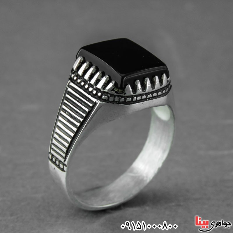 انگشتر عقیق سیاه (اونیکس) مردانه زیبا _کد:31018
