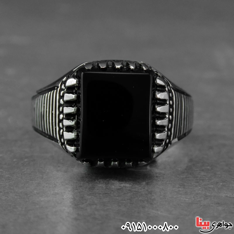 انگشتر عقیق سیاه (اونیکس) مردانه زیبا _کد:31018