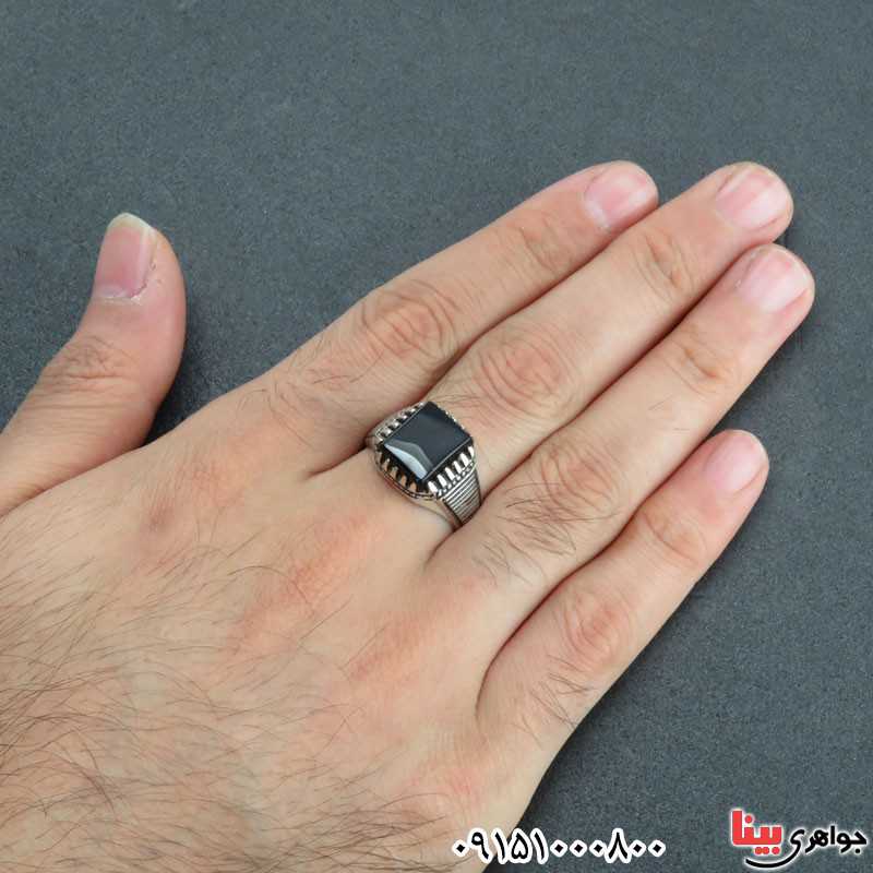 انگشتر عقیق سیاه (اونیکس) مردانه زیبا _کد:31018