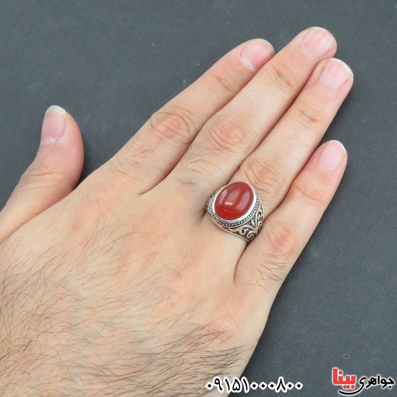 انگشتر عقیق قرمز مردانه خوشرنگ و زیبا _کد:31055