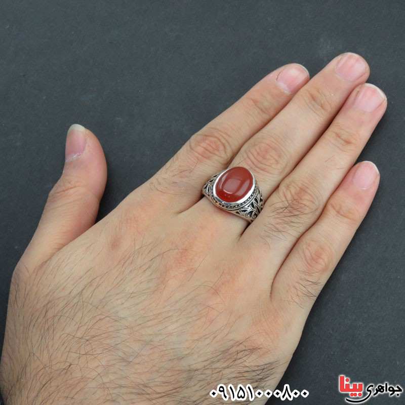 انگشتر عقیق قرمز مردانه زیبا _کد:31059