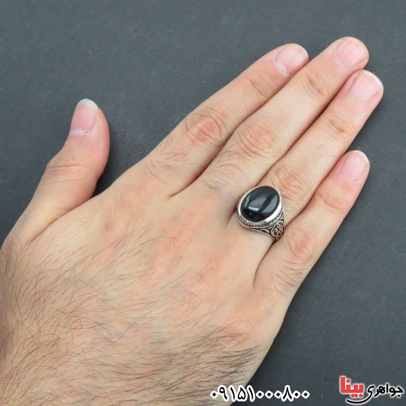 انگشتر عقیق سیاه (اونیکس) مردانه زیبا _کد:31074
