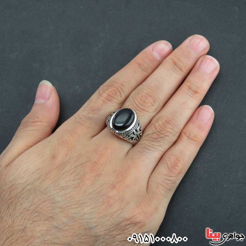 انگشتر عقیق سیاه (اونیکس) خاص و زیبای مردانه _کد:31084
