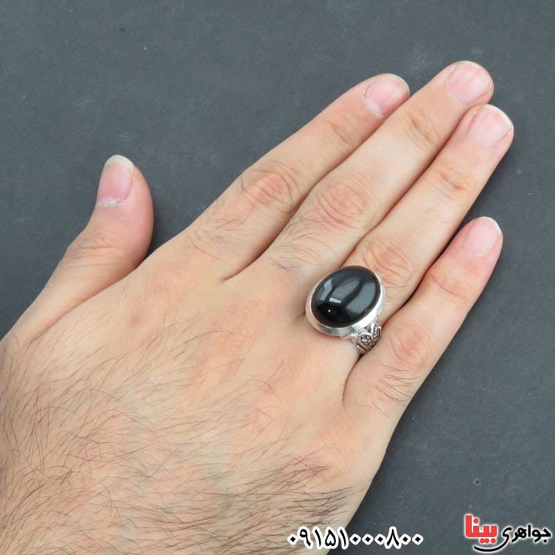 انگشتر عقیق سیاه (اونیکس) شیک مردانه خاص _کد:31086