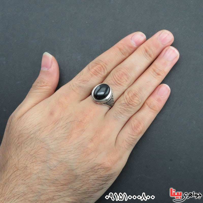 انگشتر عقیق سیاه (اونیکس) شیک و خاص مردانه زیبا _کد:31088