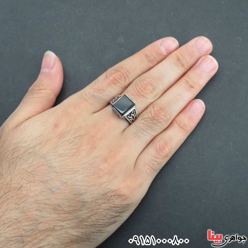 انگشتر عقیق سیاه (اونیکس) خاص مردانه زیبا _کد:31089