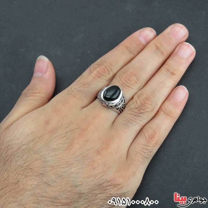 انگشتر عقیق سیاه (اونیکس) زیبای خاص مردانه _کد:31093
