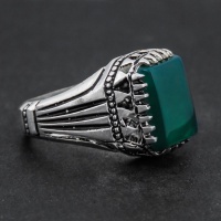 انگشتر عقیق سبز شیک مردانه زیبا 