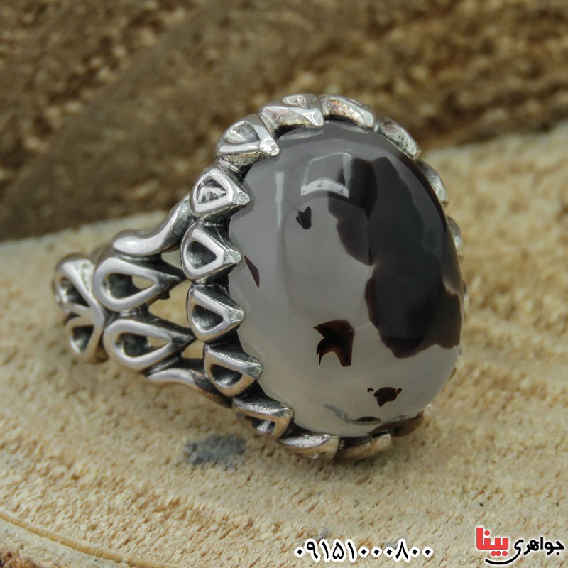 انگشتر عقیق شجری طبیعی مردانه عالی و زیبا _کد:31185