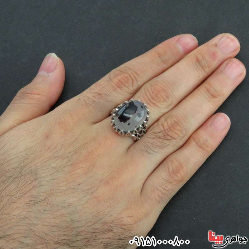 انگشتر عقیق شجری طبیعی مردانه عالی و زیبا _کد:31185