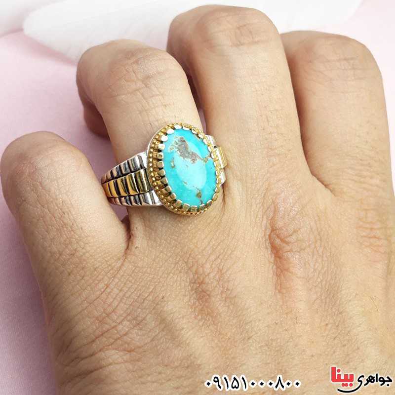 انگشتر فیروزه نیشابوری مردانه طرح رولکسی _کد:31235