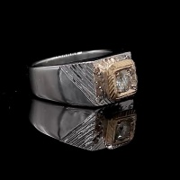 انگشتر الماس روسی (موزانایت) رودیوم دست ساز با مخراج الماس 