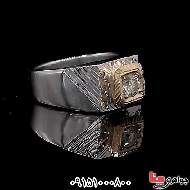 انگشتر الماس روسی (موزانایت) رودیوم دست ساز با مخراج الماس _کد:31343
