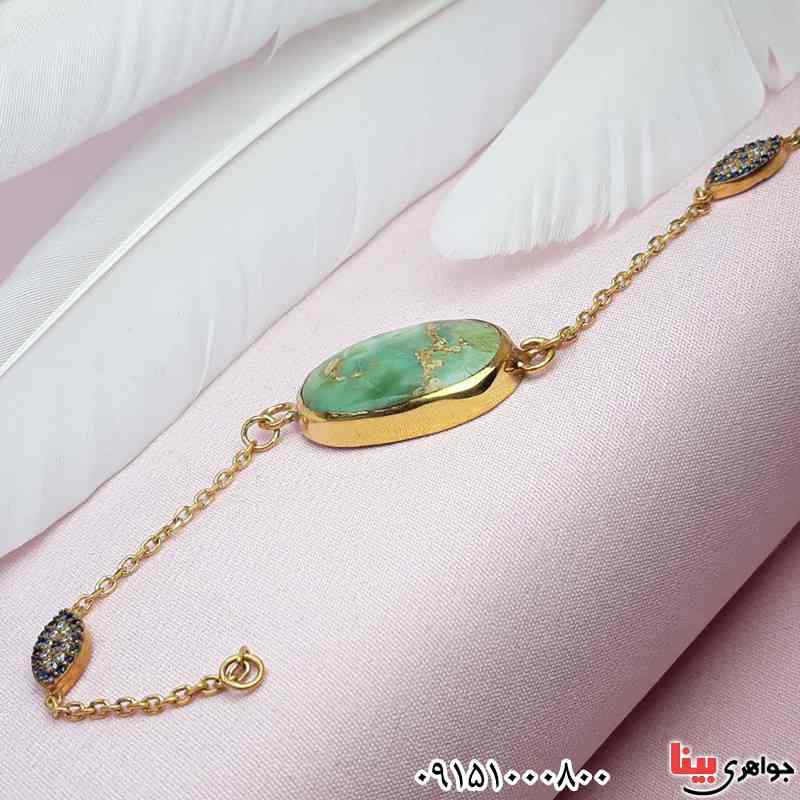 دستبند فیروزه نیشابوری با قاب دست ساز _کد:31393
