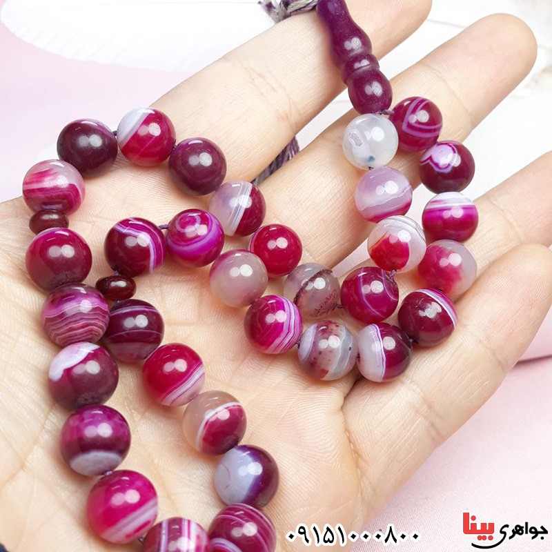 تسبیح عقیق رنگی 33 دانه ای خاص و زیبا _کد:31400