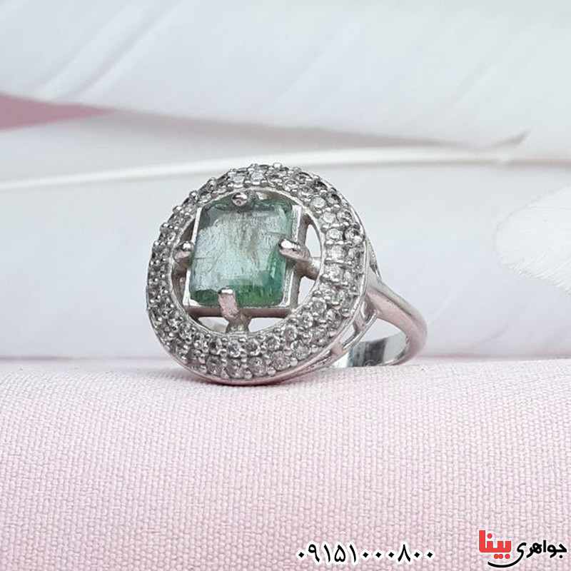 انگشتر زمرد رودیوم زیبا و خوشرنگ _کد:31476