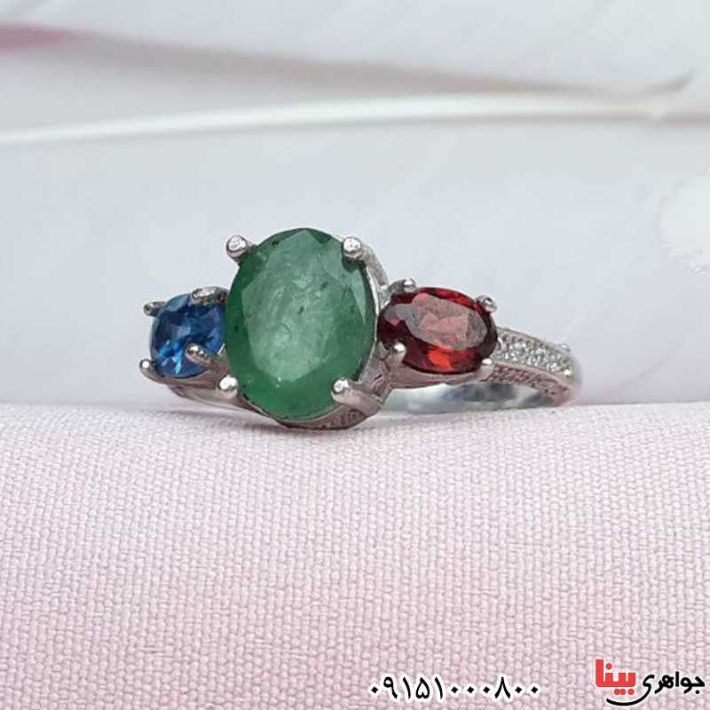انگشتر چند جواهر رودیوم شیک و خاص _کد:31479