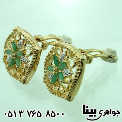 گوشواره زمرد زنانه مربعی