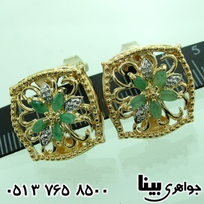 گوشواره زمرد زنانه مربعی