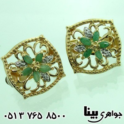 گوشواره زمرد زنانه مربعی
