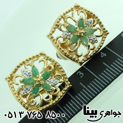 گوشواره زمرد زنانه مربعی