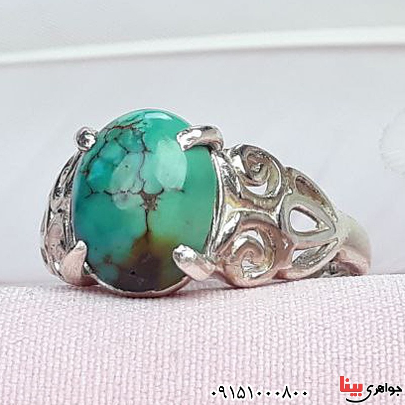 انگشتر فیروزه نیشابوری زنانه خوشرنگ و زیبا _کد:31869