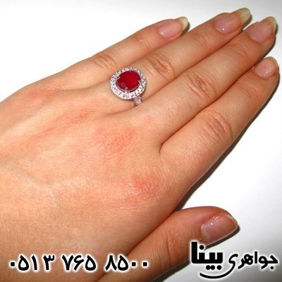 انگشتر ابسیدین زنانه نگین سرخ درشت