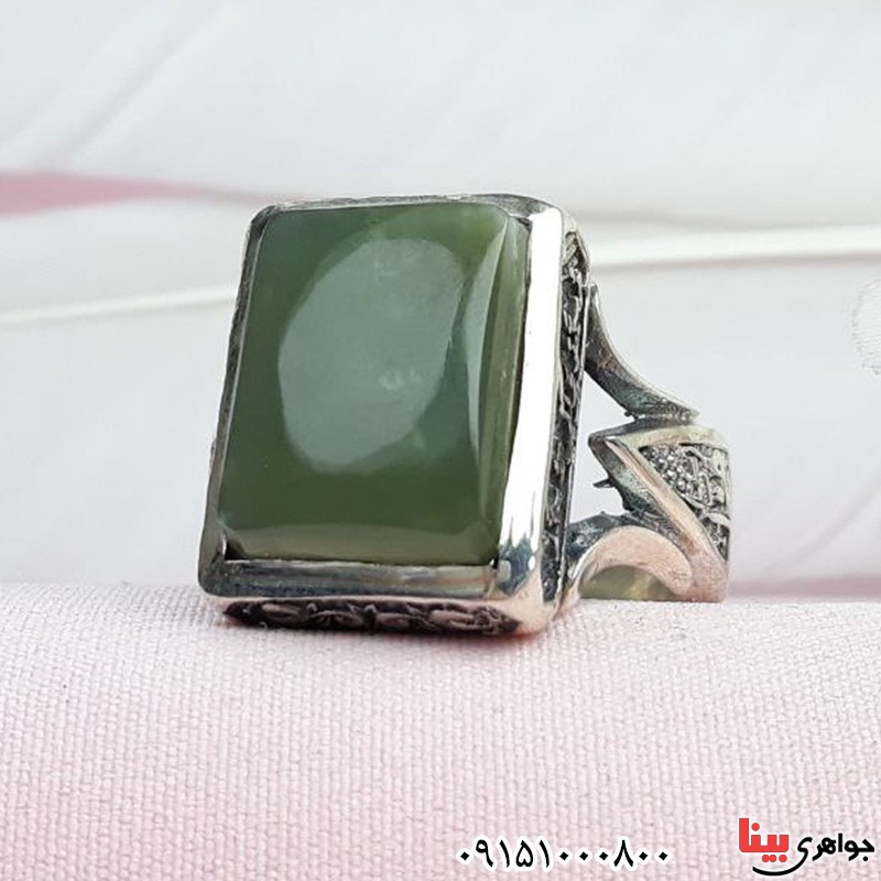 انگشتر یشم یمنی مردانه خوشرنگ و زیبا _کد:31932