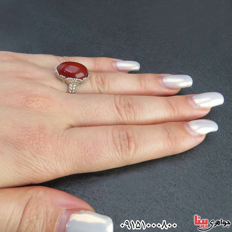 انگشتر عقیق قرمز زنانه خاص و شیک زیبا _کد:31952