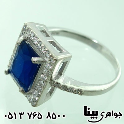 انگشتر ابسیدین زنانه سورمه ای مربعی