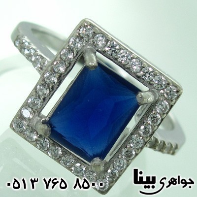 انگشتر ابسیدین زنانه سورمه ای مربعی