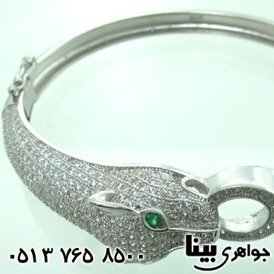 دستبند نقره طرح زمرد زنانه جگوار