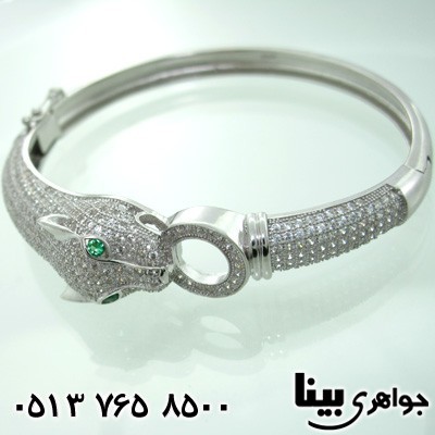 دستبند نقره طرح زمرد زنانه جگوار