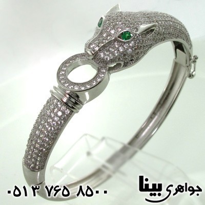 دستبند نقره طرح زمرد زنانه جگوار