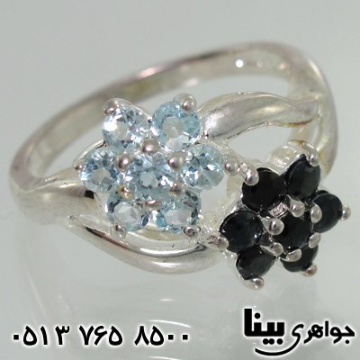 انگشتر یاقوت کبود دو گل