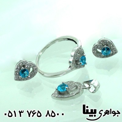 سرویس ابسیدین زنانه قلب نگین آبی