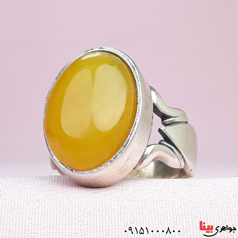 انگشتر عقیق شرف الشمس خوشرنگ مردانه زیبا _کد:32039