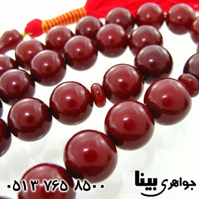 تسبیح کهربا دانه درشت عنابی رنگ