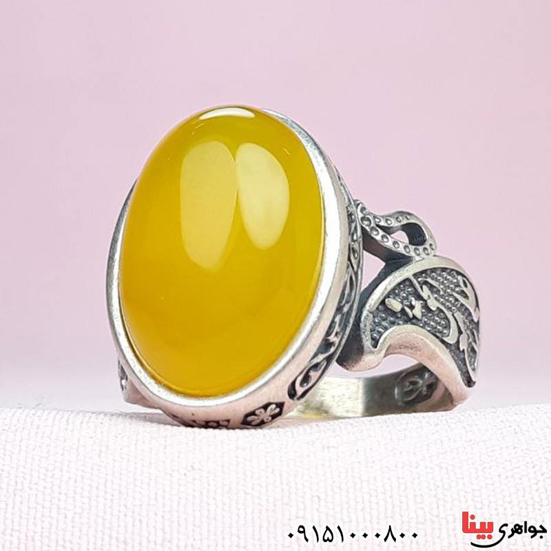انگشتر عقیق شرف الشمس خاص و زیبا عالی مردانه _کد:32068