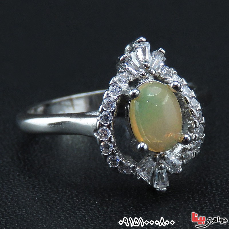 انگشتر اوپال زنانه خوشرنگ رودیوم و خاص _کد:32089