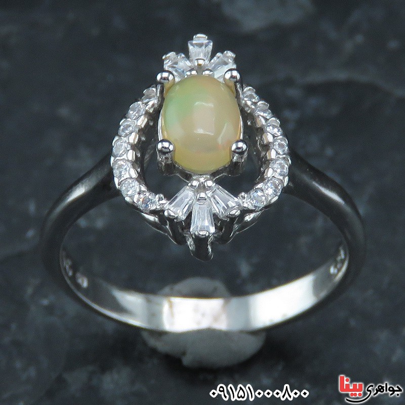 انگشتر اوپال زنانه خوشرنگ رودیوم و خاص _کد:32089