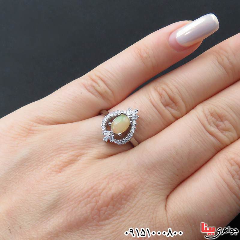 انگشتر اوپال زنانه خوشرنگ رودیوم و خاص _کد:32089