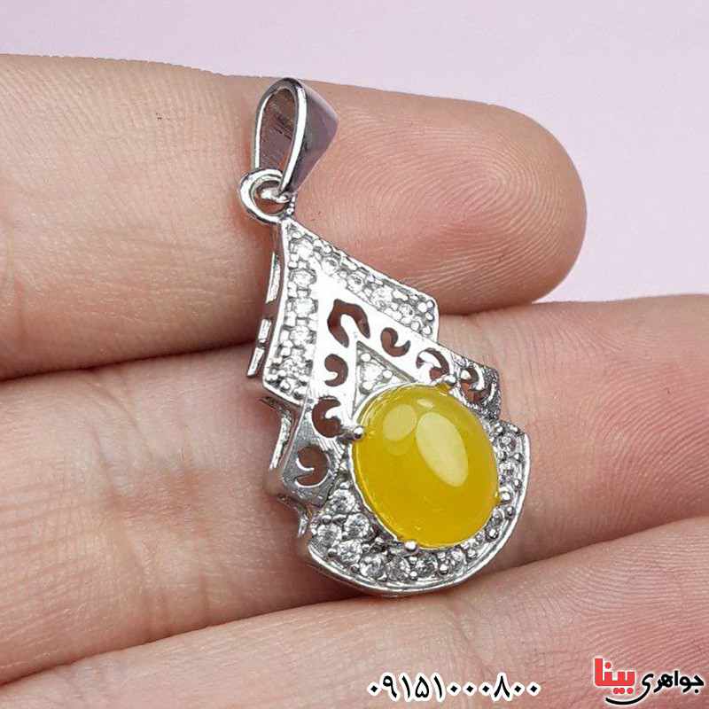 گردنبند عقیق شرف الشمس شیک و خاص رودیوم _کد:32115